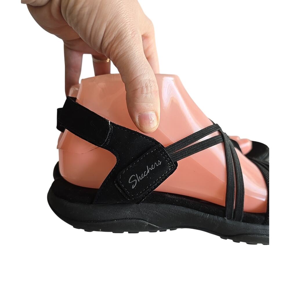 Skechers‎ Reggae Slim Takes Two Black Strappy Slingback Sandals Womans Size 8 - Picture 4 of 8